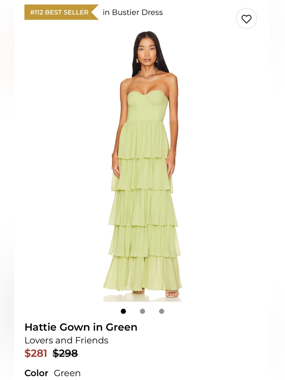 Lovers + Friends Hattie Strapless Tiered Maxi Dress in Light Green